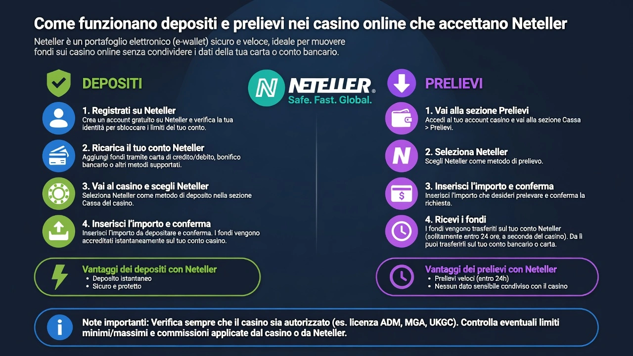 Come funzionano depositi e prelievi nei casino online che accettano Neteller